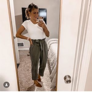 Zara Green Paper Bag Waist Pants